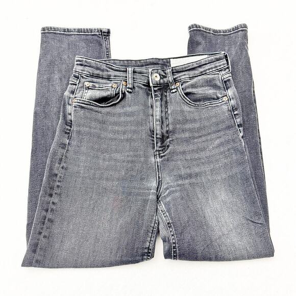 Rag & Bone Nina High-Rise Ankle Cigarette Gray Wash Charcoal Denim Jeans Size 26 - Picture 4 of 9